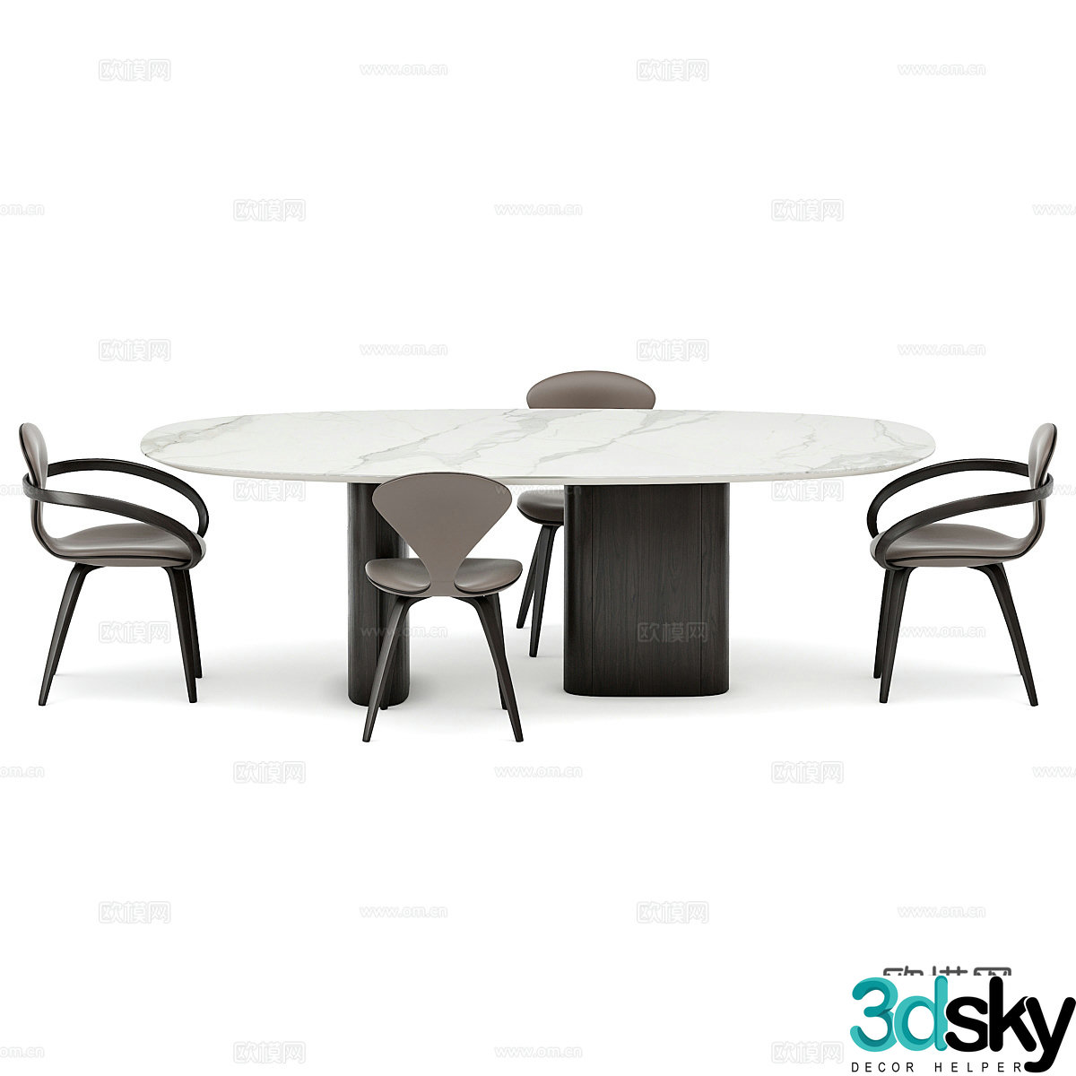 Modern dining table and chair 3d model