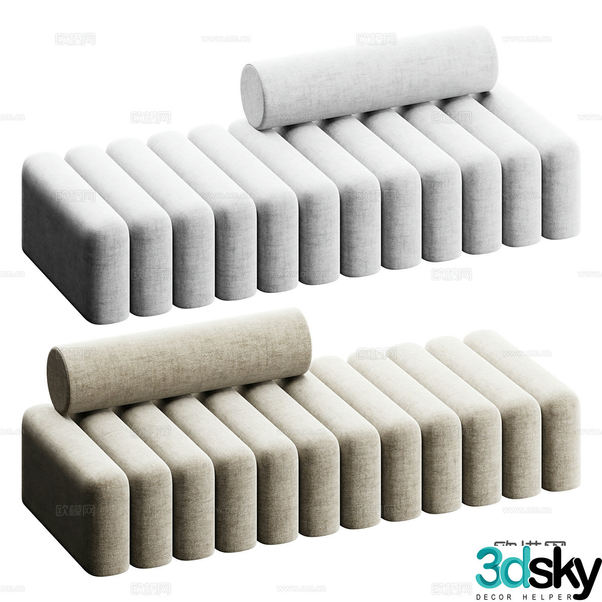 Modern cream style sofa stool 3d model