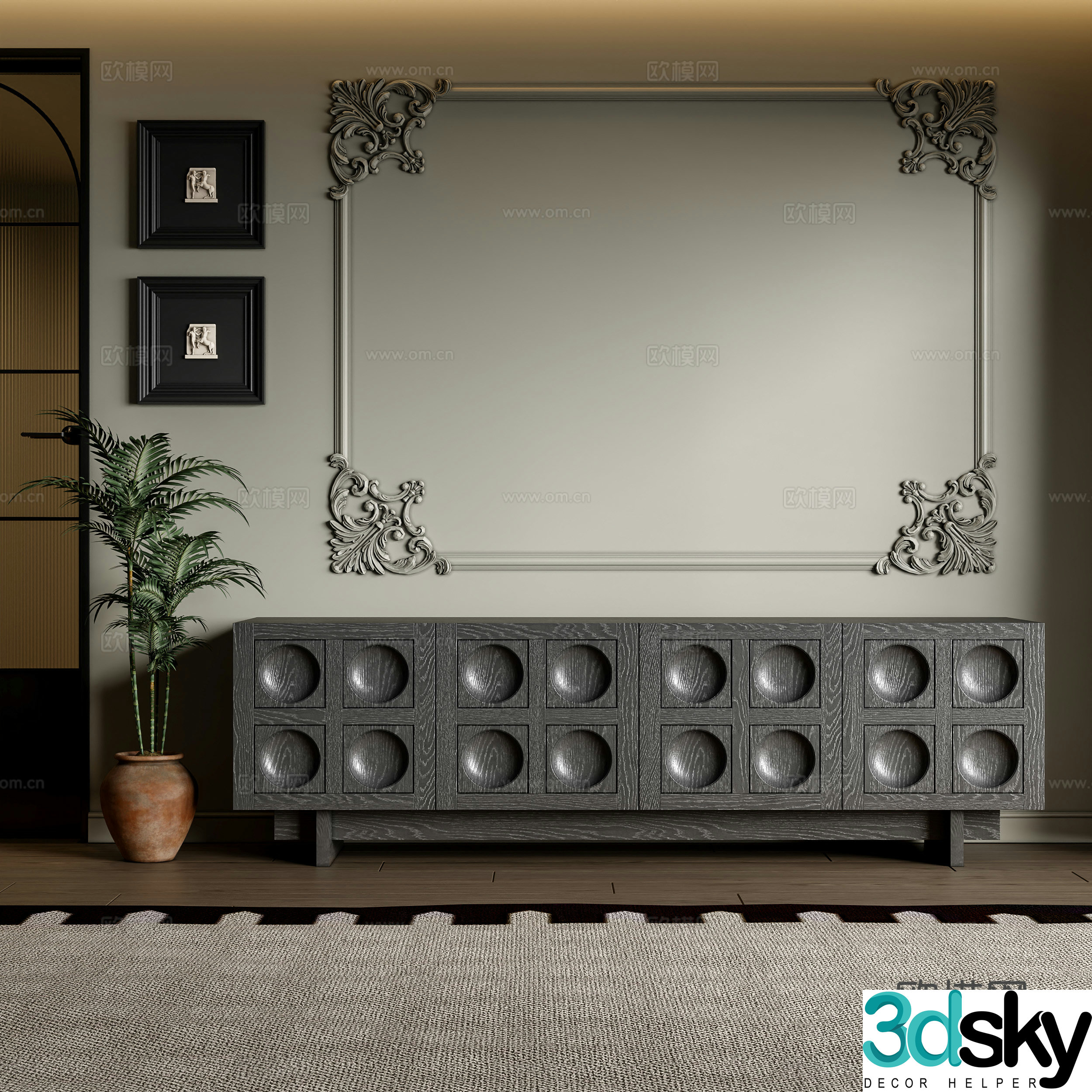 Middle-aged TV cabinet 3D model