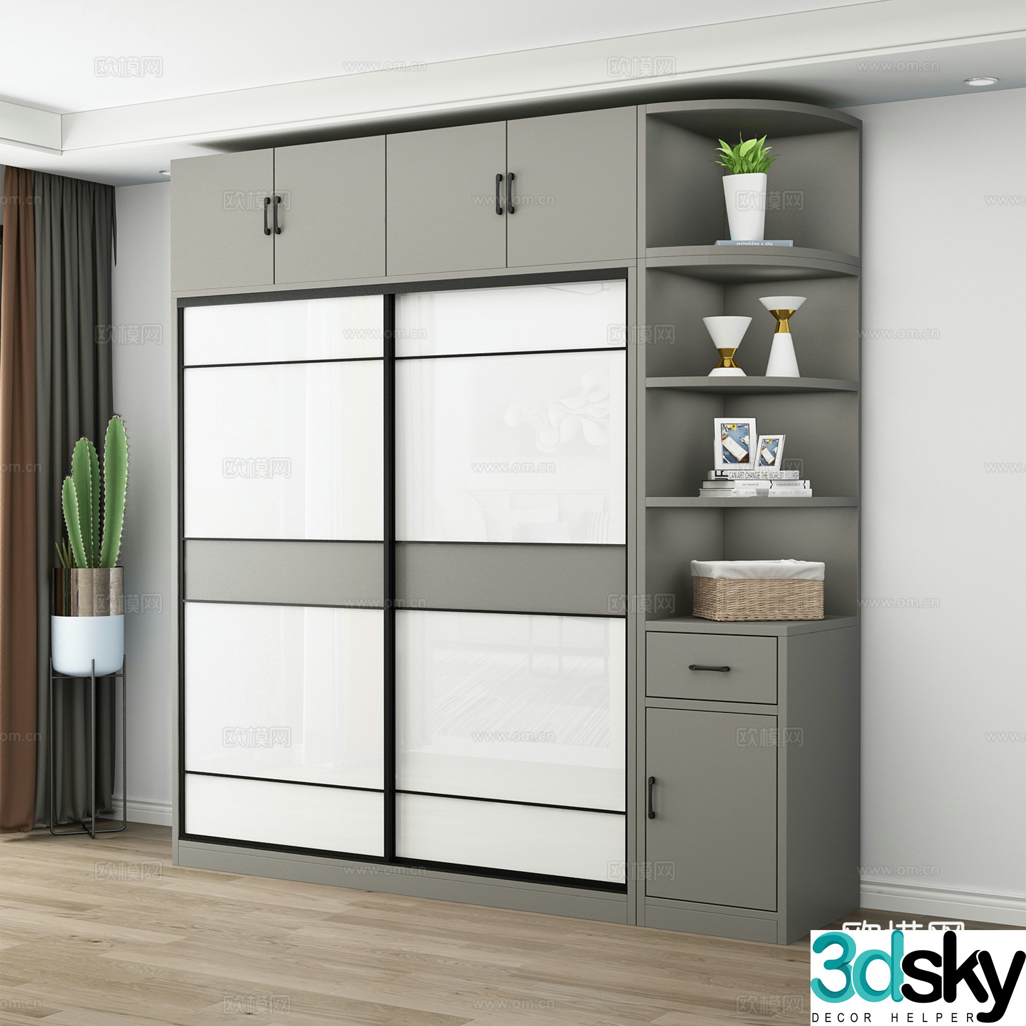 Nordic sliding door wardrobe 3d model