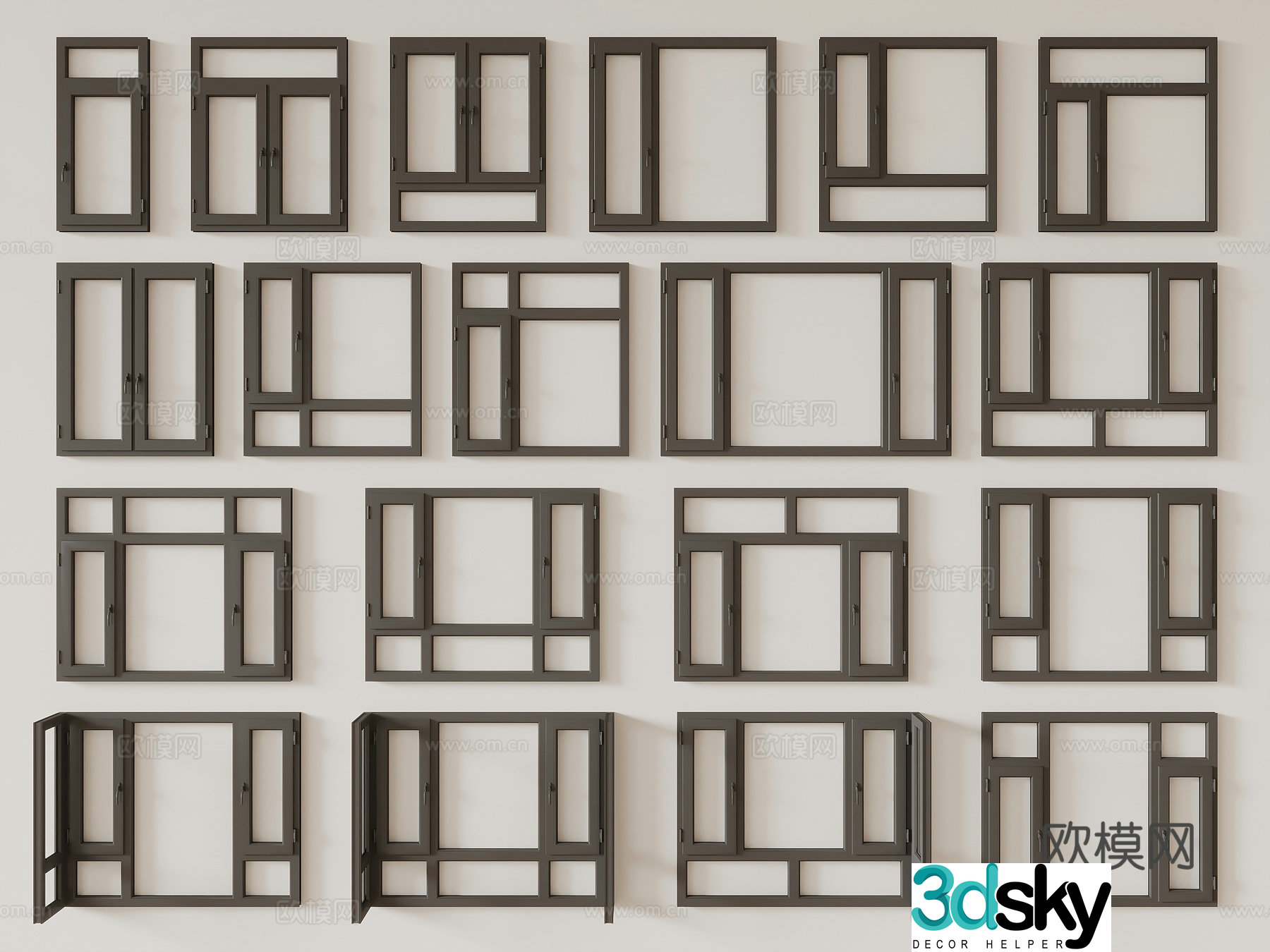 Modern window L-shaped bay window U-shaped bay window casement window 3D model