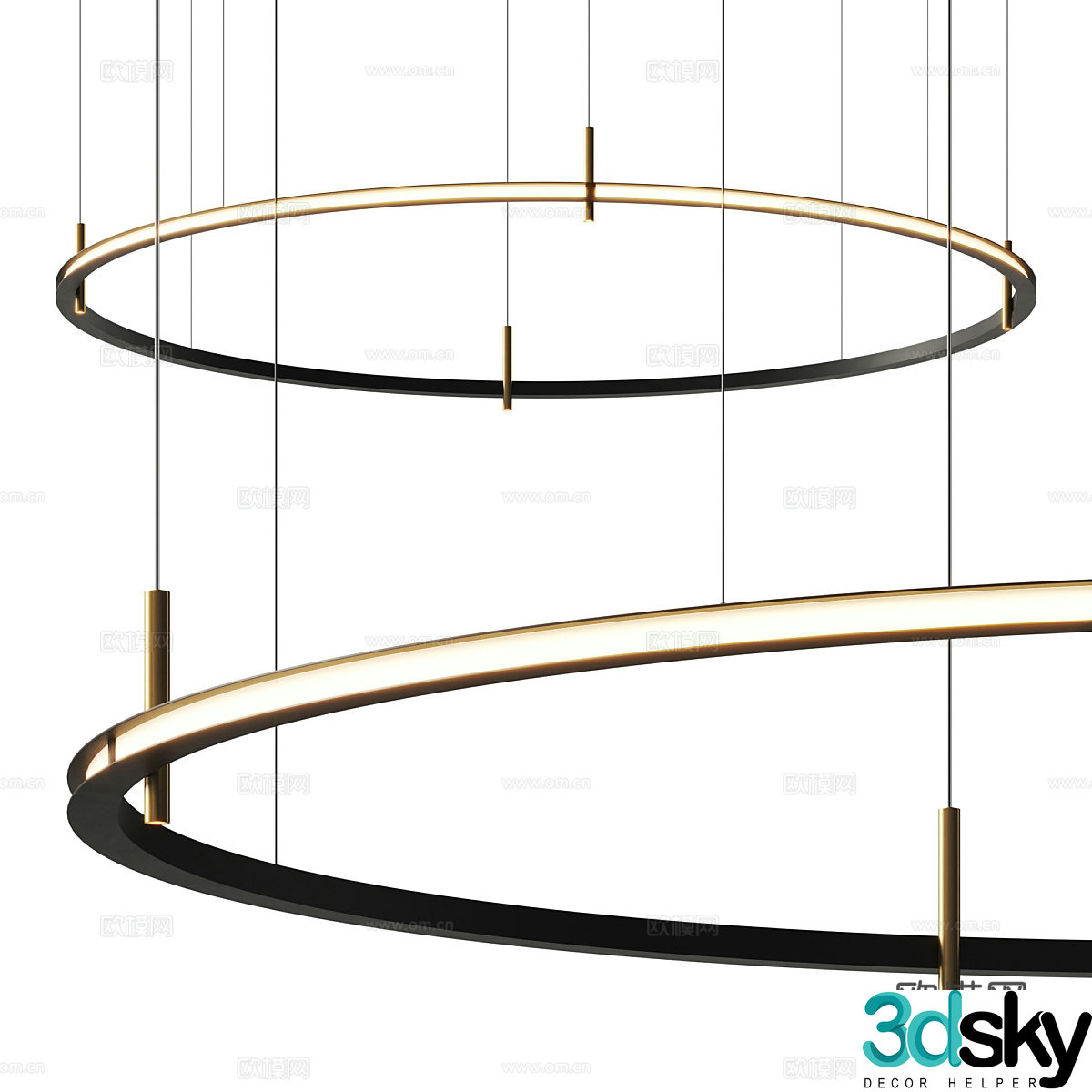New Chinese style decorative chandelier 3D model