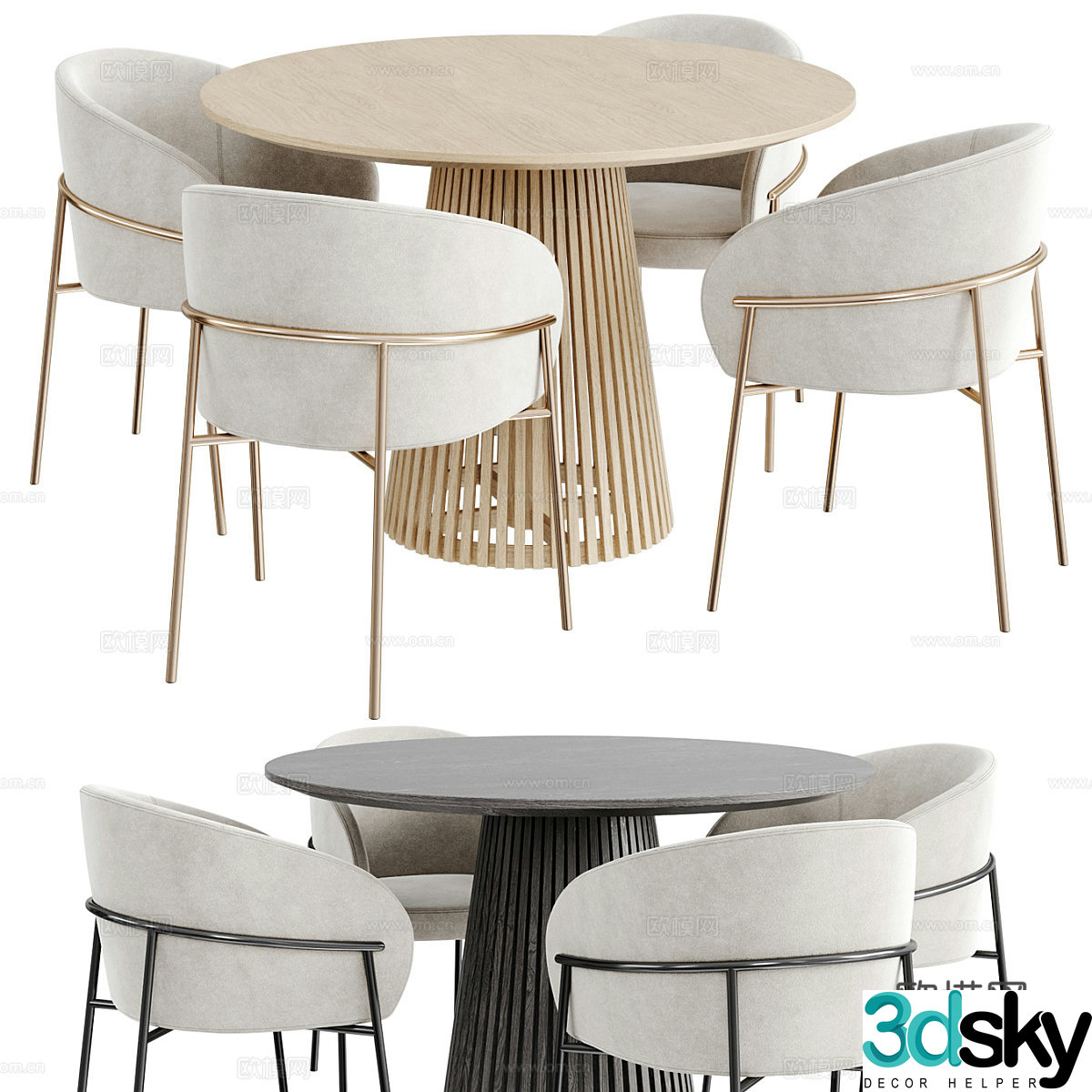New Chinese dining table and chair 3D model