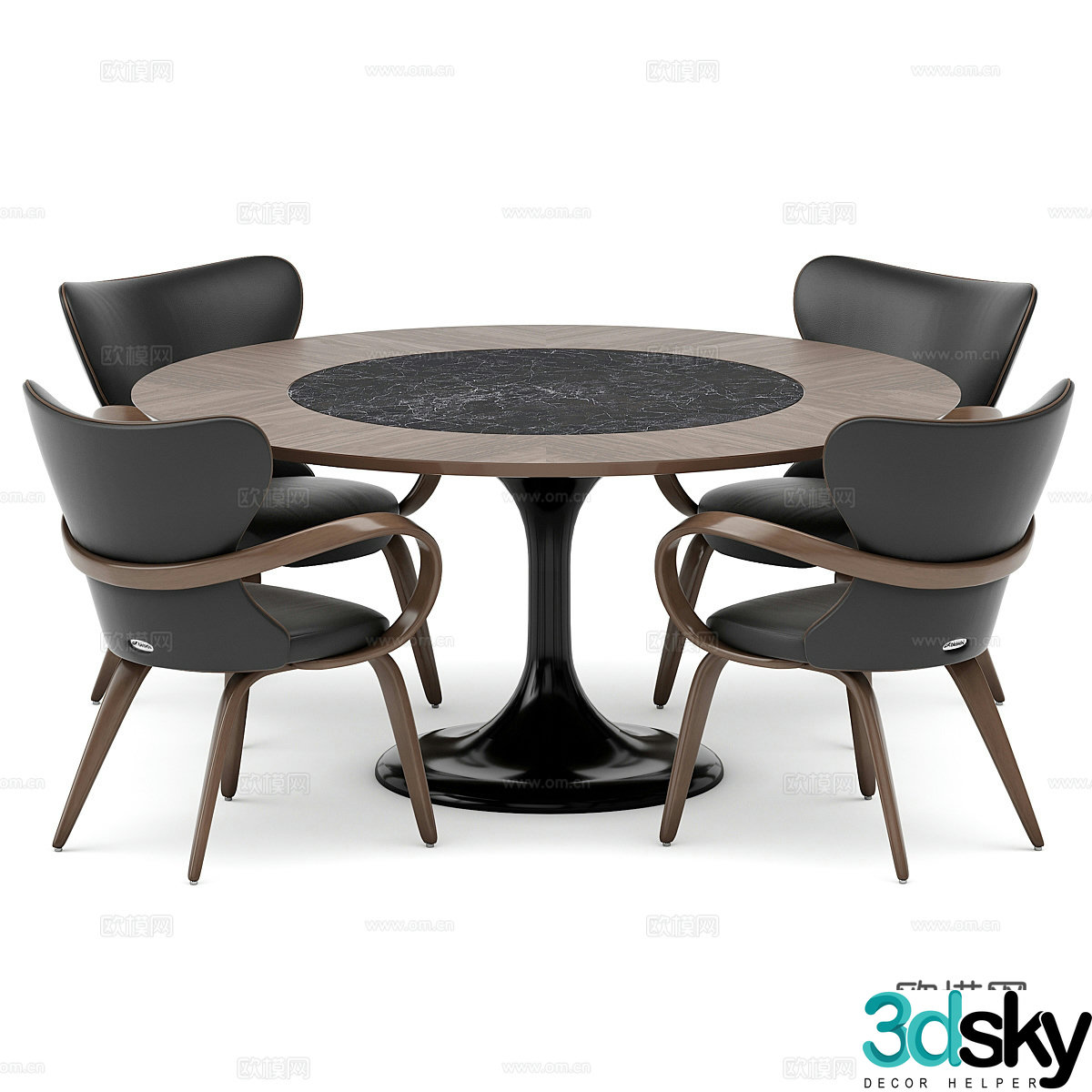New Chinese dining table and chair 3D model