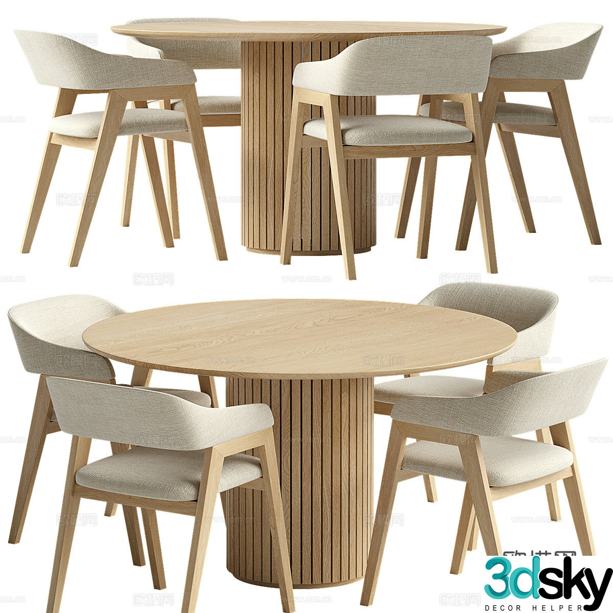 New Chinese dining table and chair 3D model