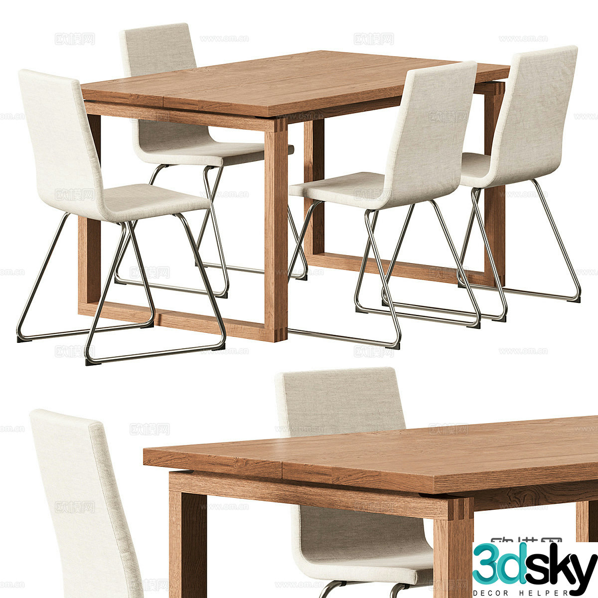 Modern new Chinese dining table and chair 3D model