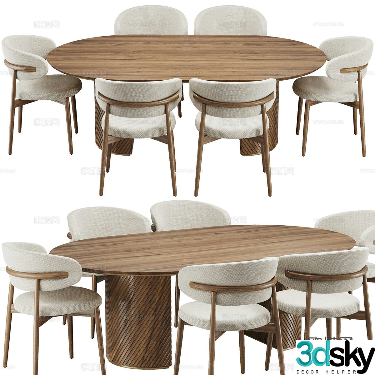 New Chinese dining table and chair 3D model