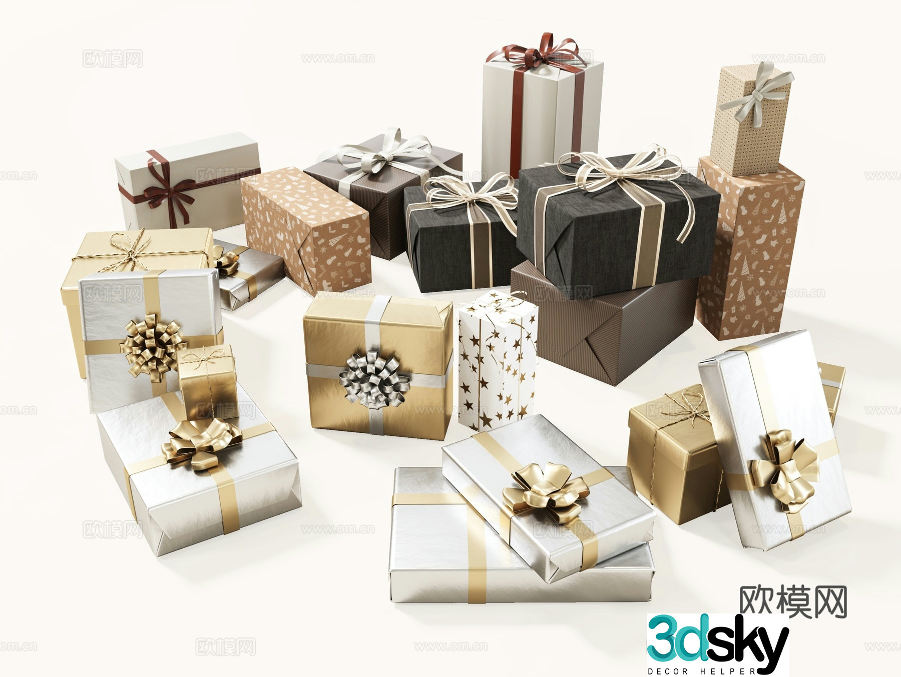 Modern gift box Gift box Gift packaging bow streamer box Gift box Package 3d model