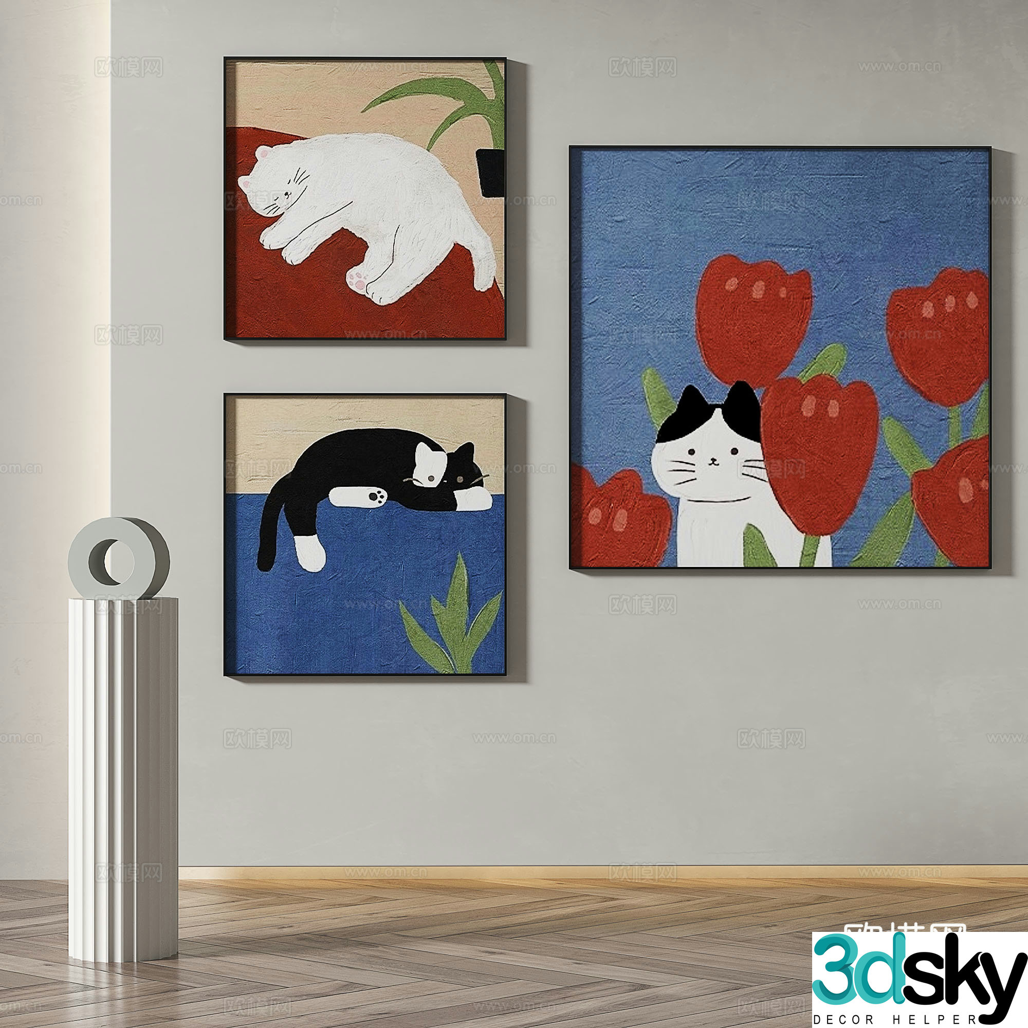 Modern minimalist abstract decorative painting 3d model