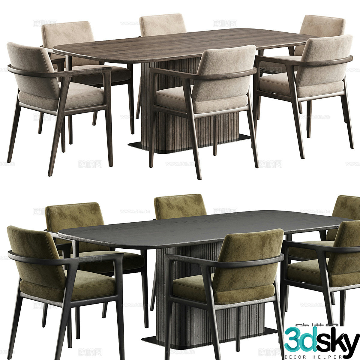 New Chinese dining table and chair 3D model