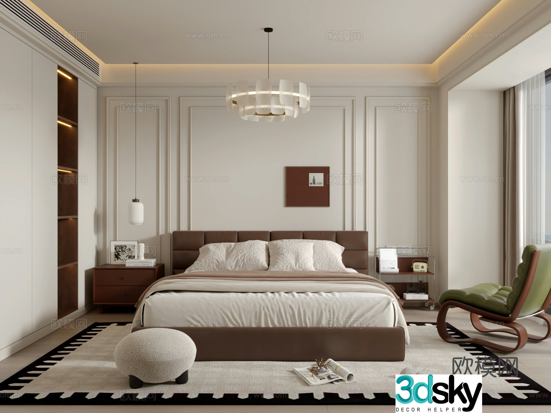 Middle-aged bedroom 3d model