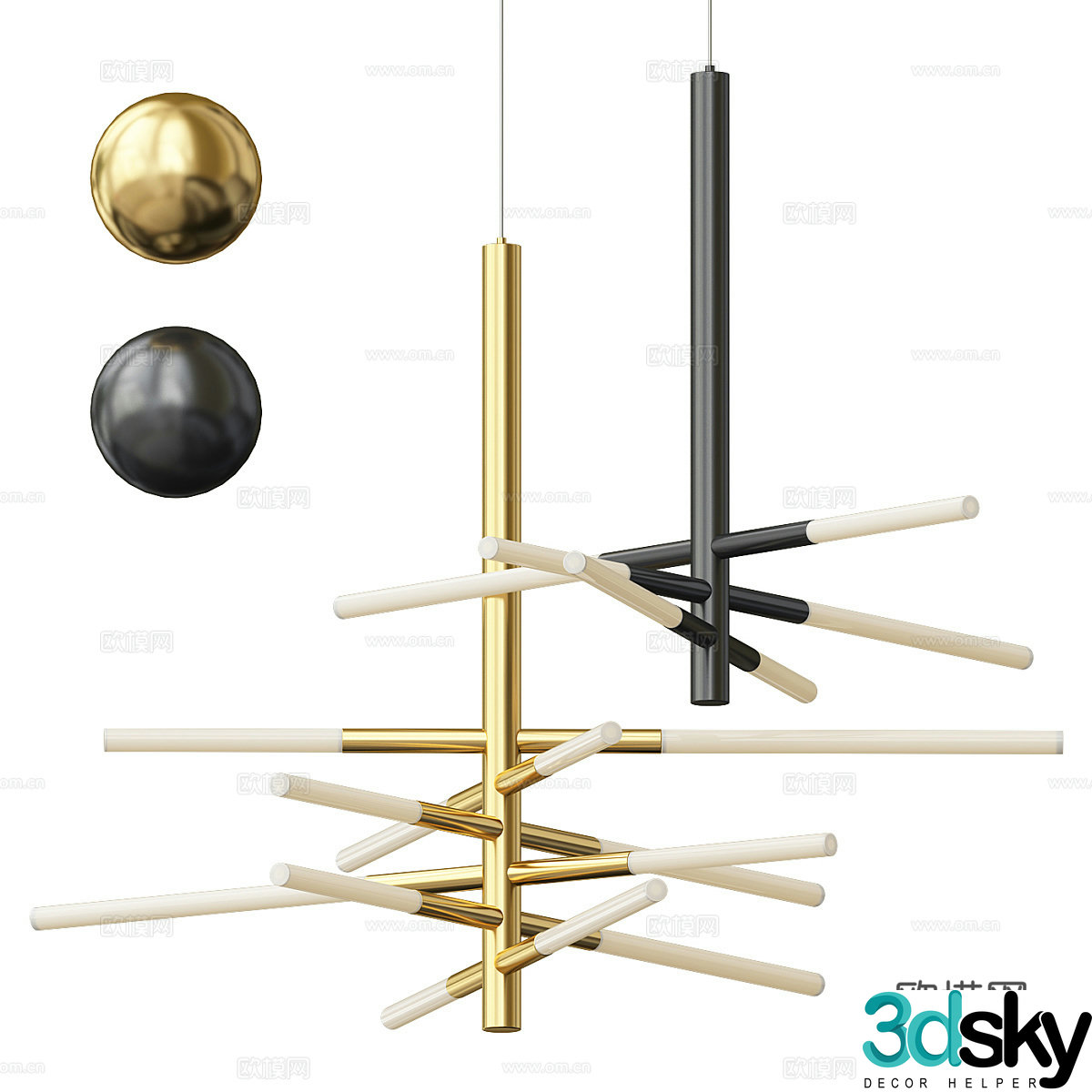 Modern light luxury decorative chandeliers 3d model