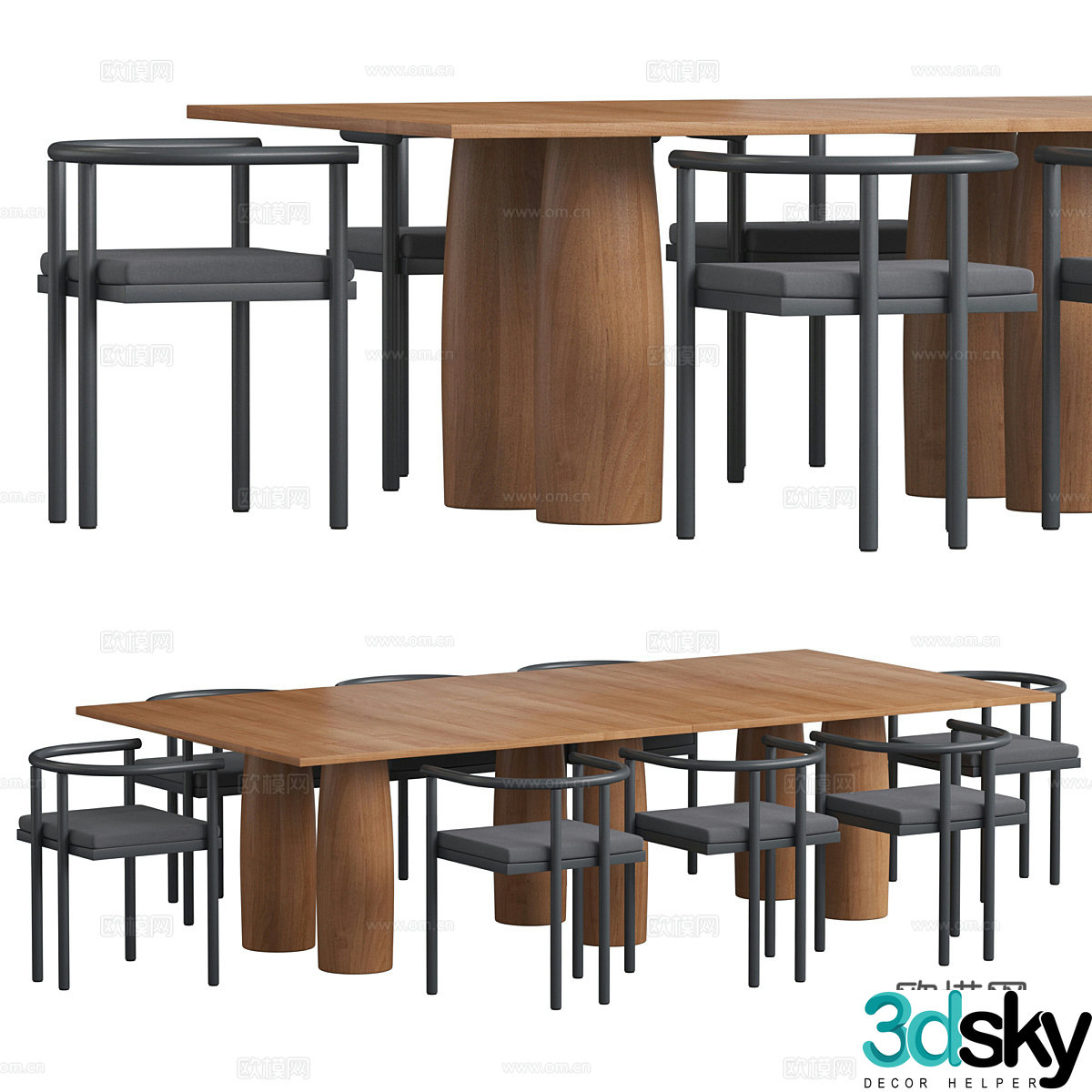 New Chinese dining table and chair 3D model