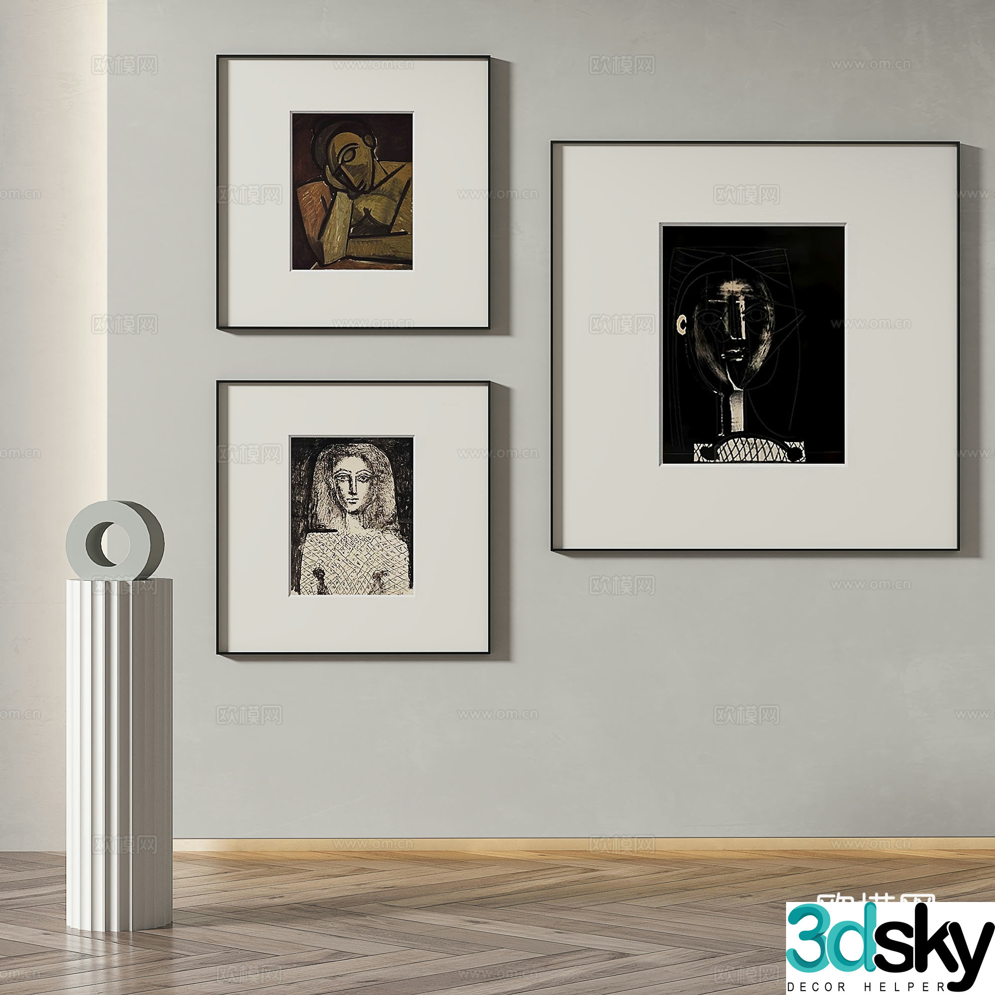 Modern minimalist abstract decorative painting 3d model