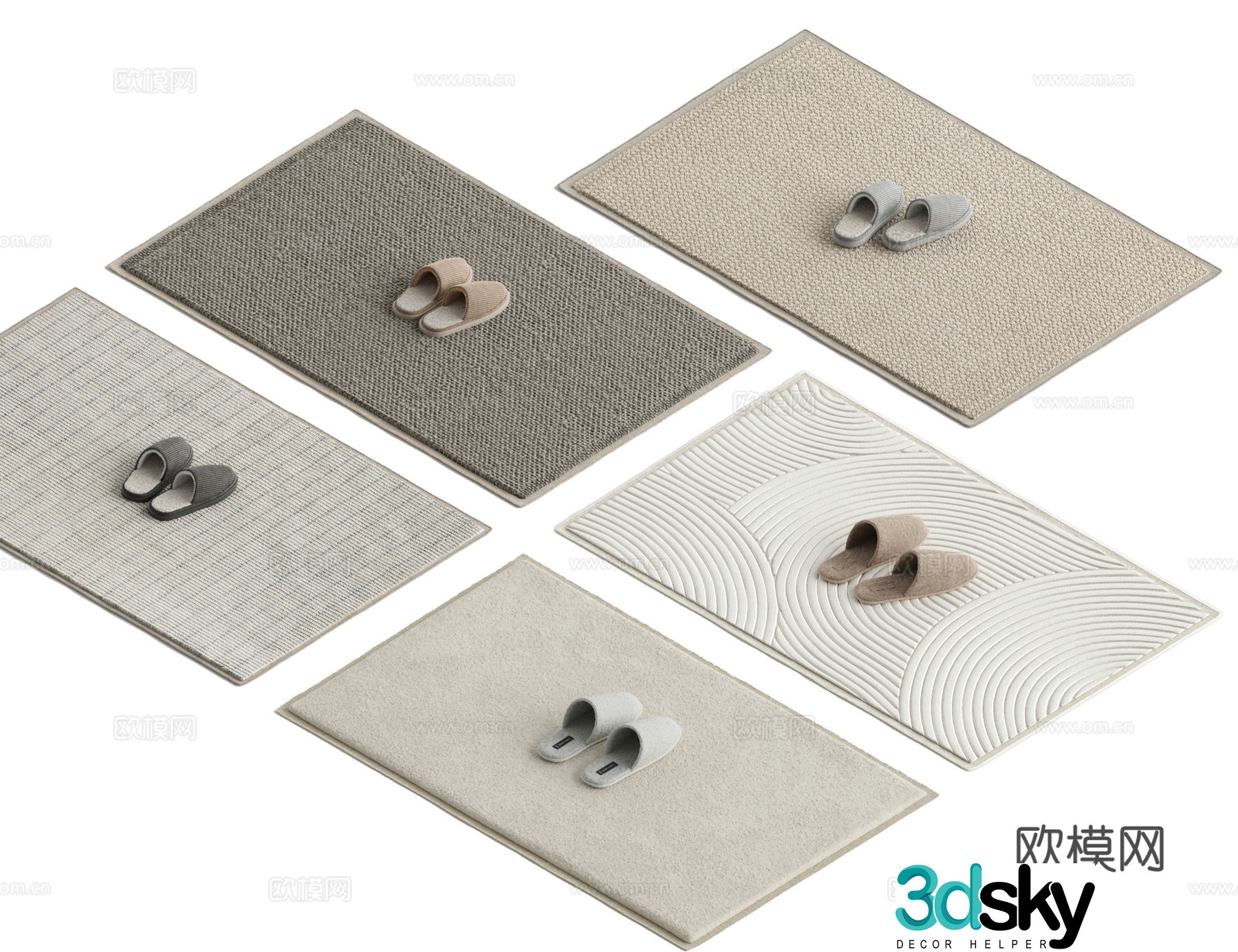 Cream bathroom floor mat 3d model
