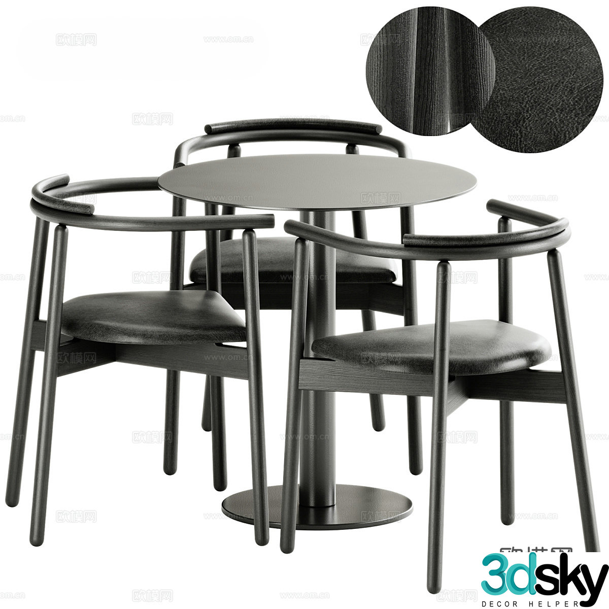 Modern new Chinese casual table and chair 3D model