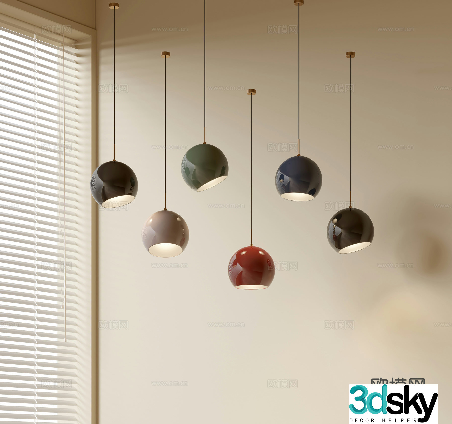 Modern simple chandeliers Nordic style chandeliers Mediterranean style chandeliers Study lamp combination Restaurant lamp 3D model