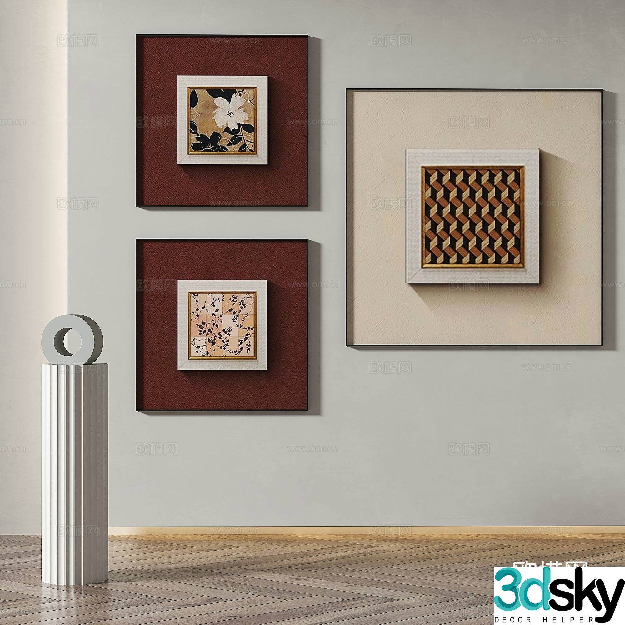 Modern minimalist abstract decorative painting 3d model