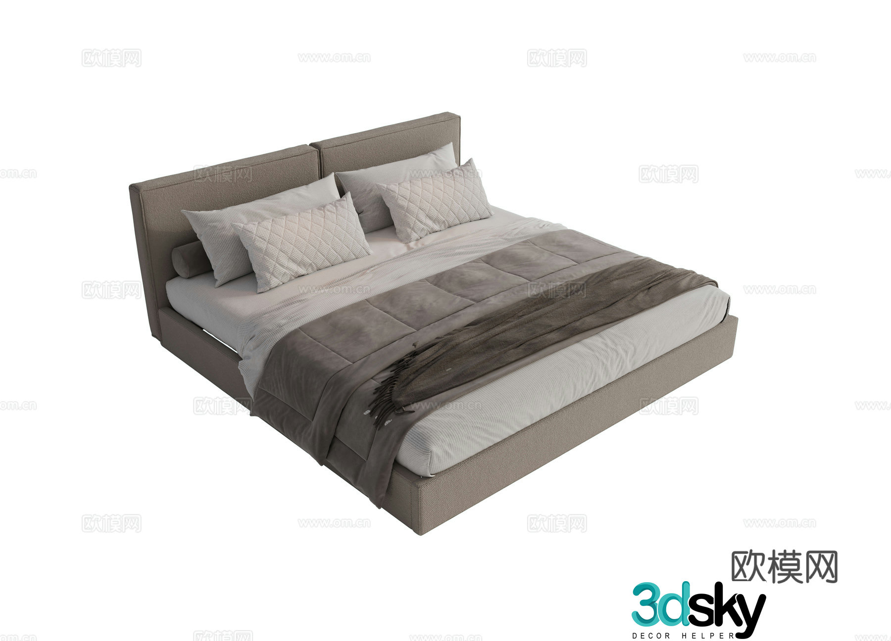 Modern fabric double bed master bedroom bed minimalist bedroom bed Minotti modern double bed 3d model