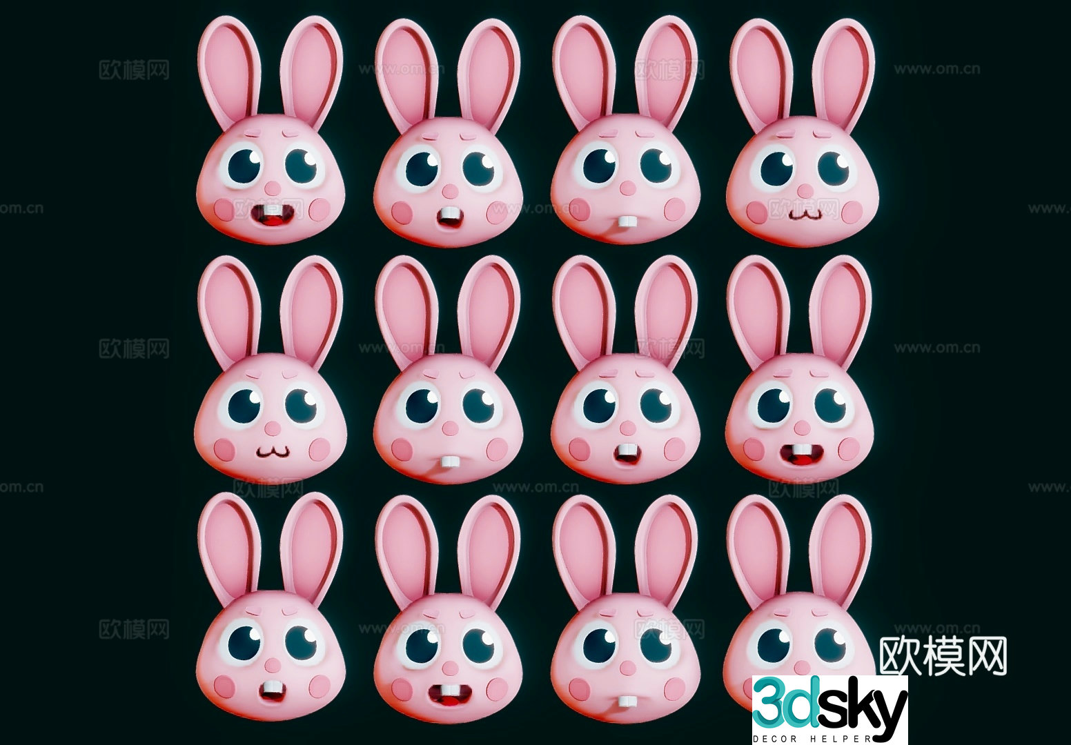 Toys Dolls Plush Toys Emoticon Toys Cute Rabbit 3D Model