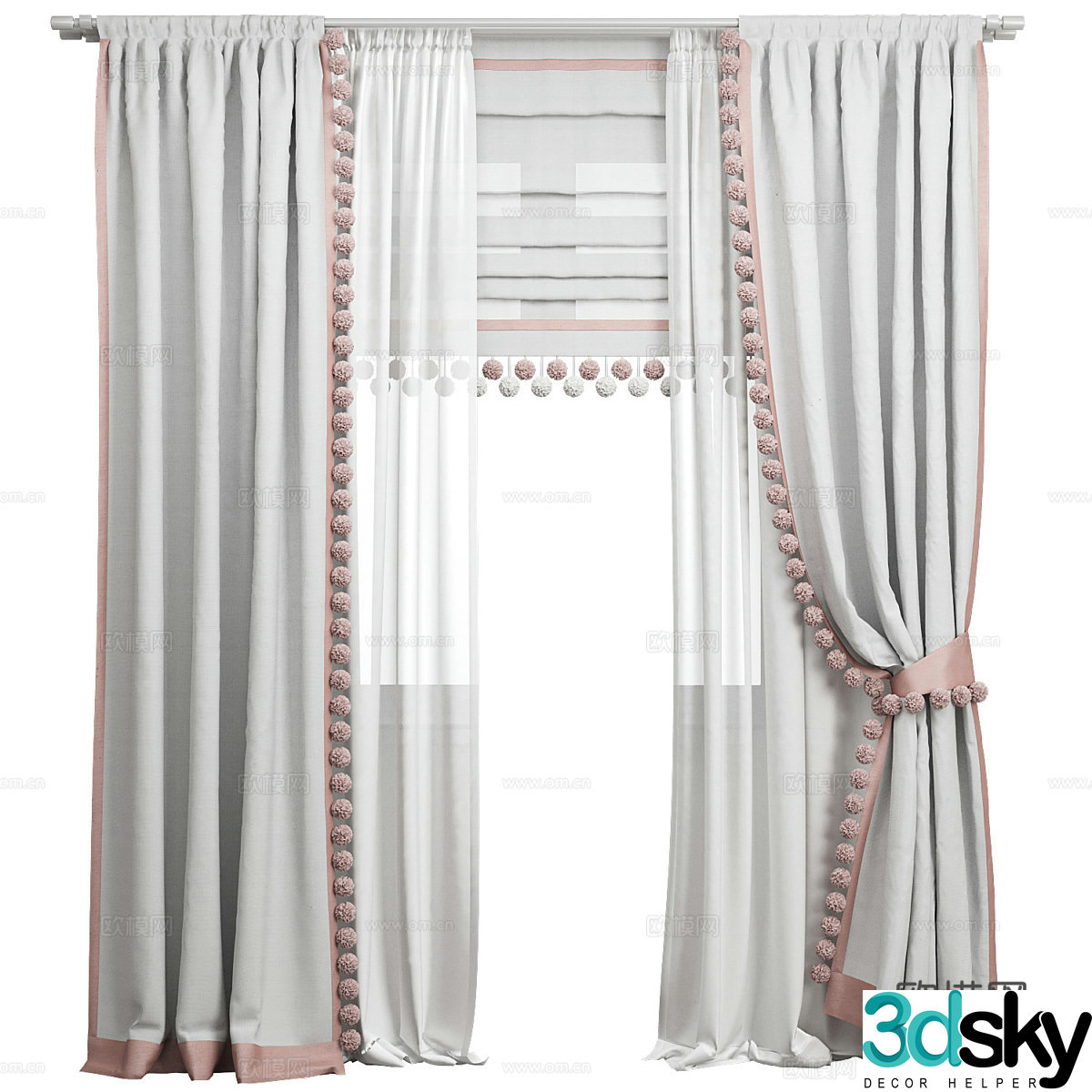 New Chinese children’s curtains 3D model