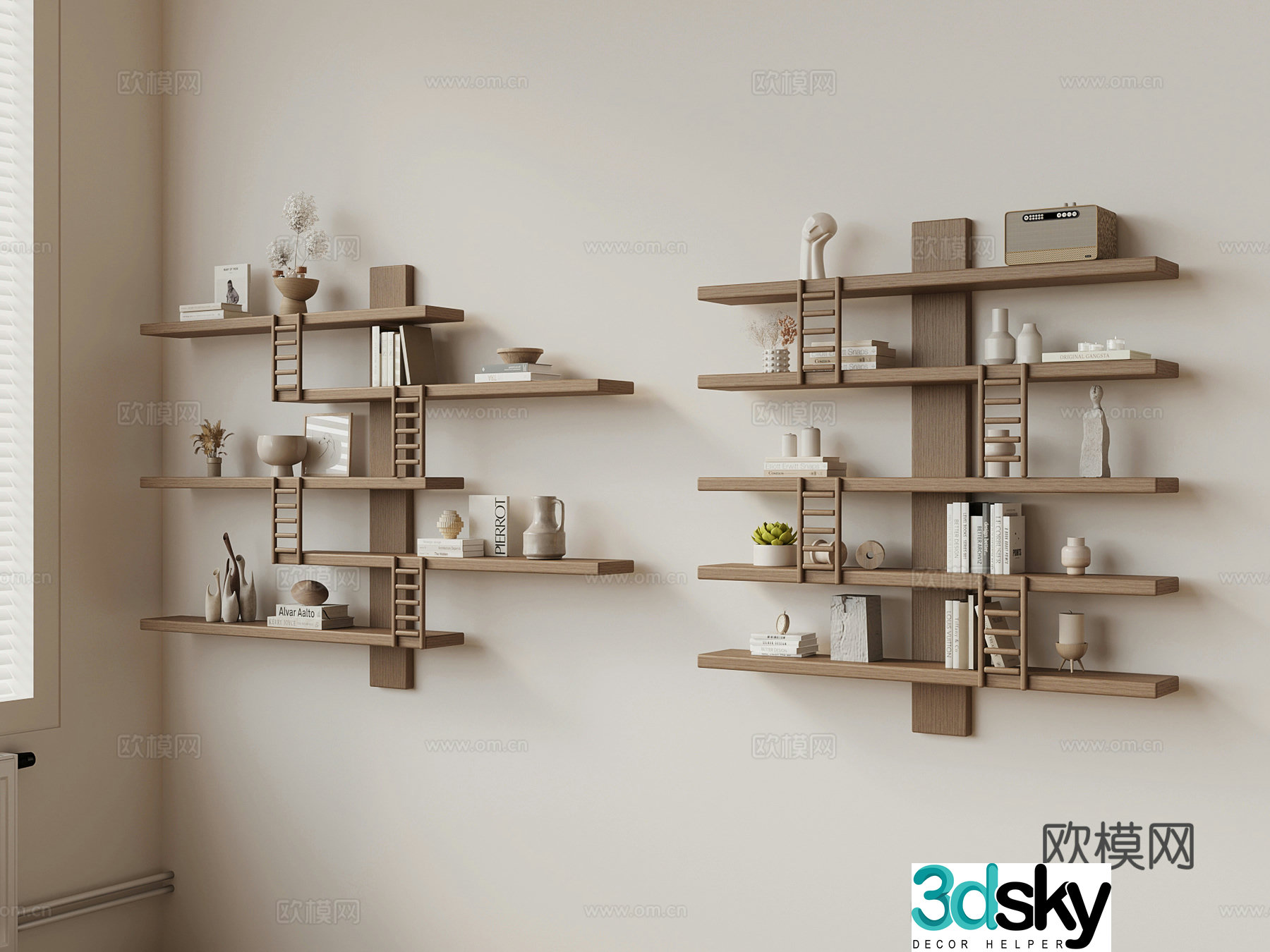 Nordic bookshelf shelf 3D model