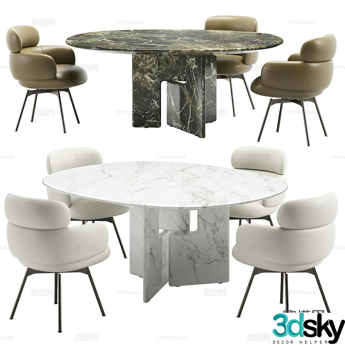 Modern dining table and chair 3d model