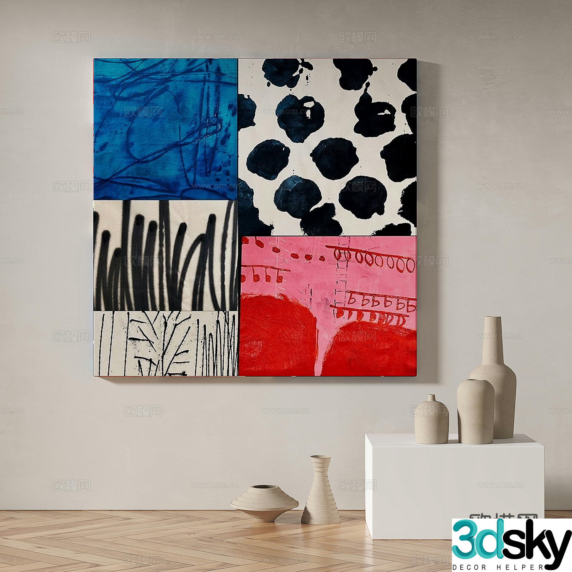 Modern minimalist abstract decorative painting 3d model