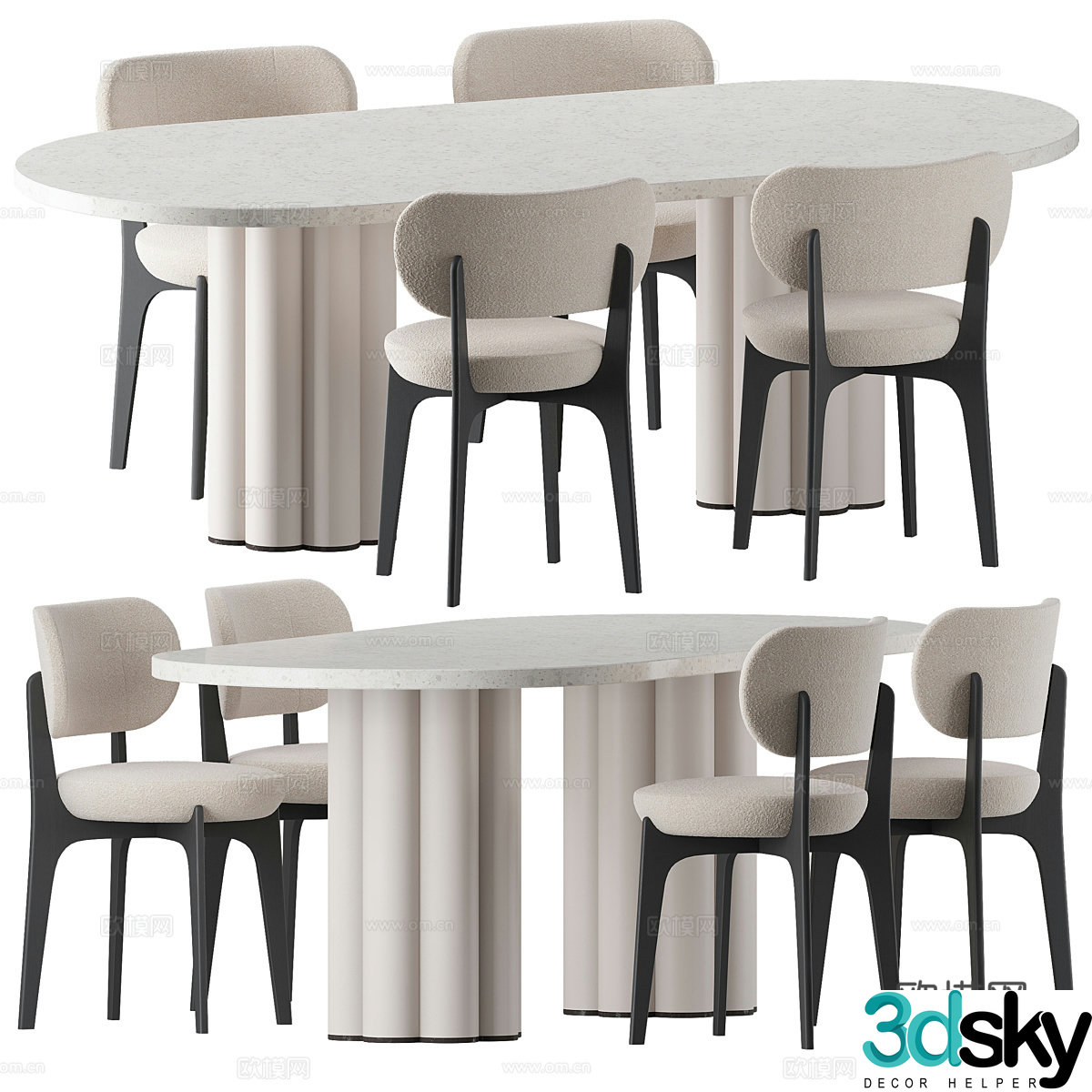 Dining table and chair 3d model