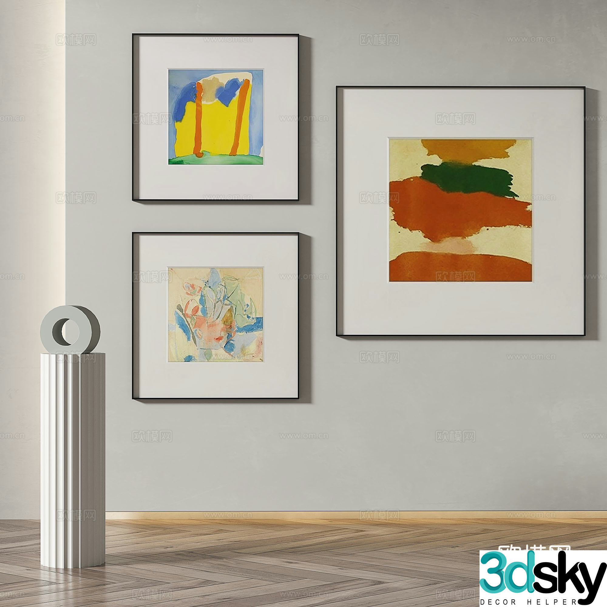 Modern minimalist abstract decorative painting 3d model