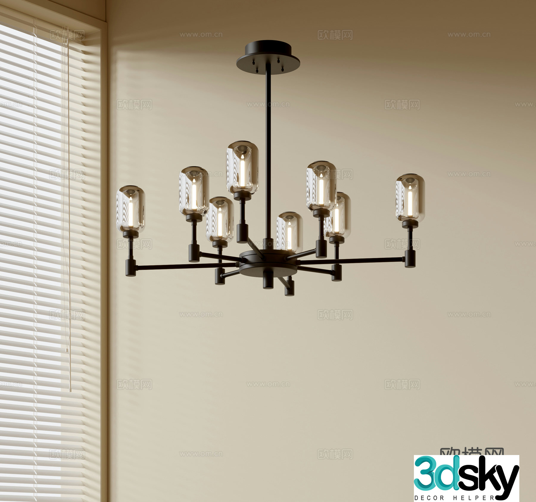 Modern simple chandeliers Nordic style chandeliers Mediterranean style chandeliers Study lamp combination Restaurant lamp 3D model