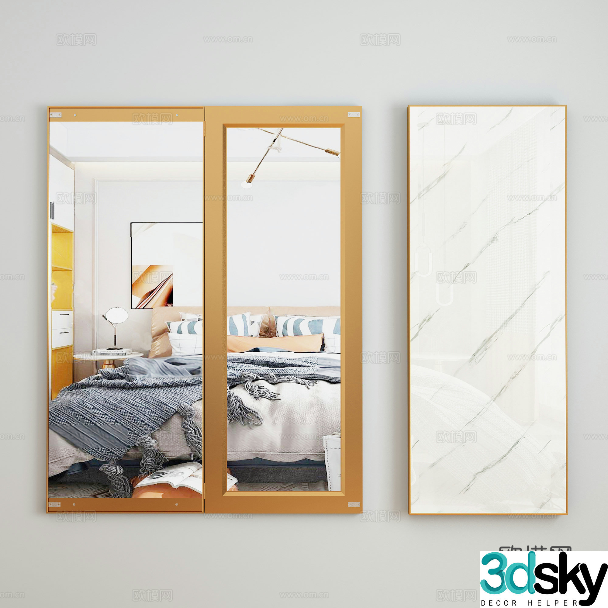 Modern folding full-body mirror 3d model