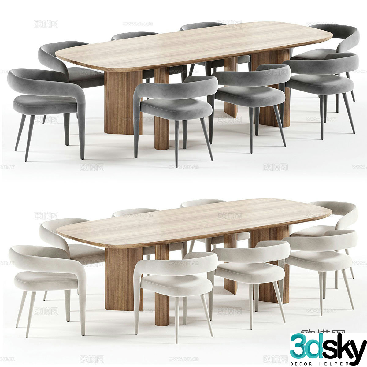Modern dining table and chair 3d model