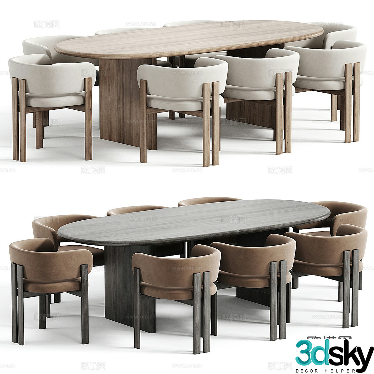 New Chinese dining table and chair 3D model