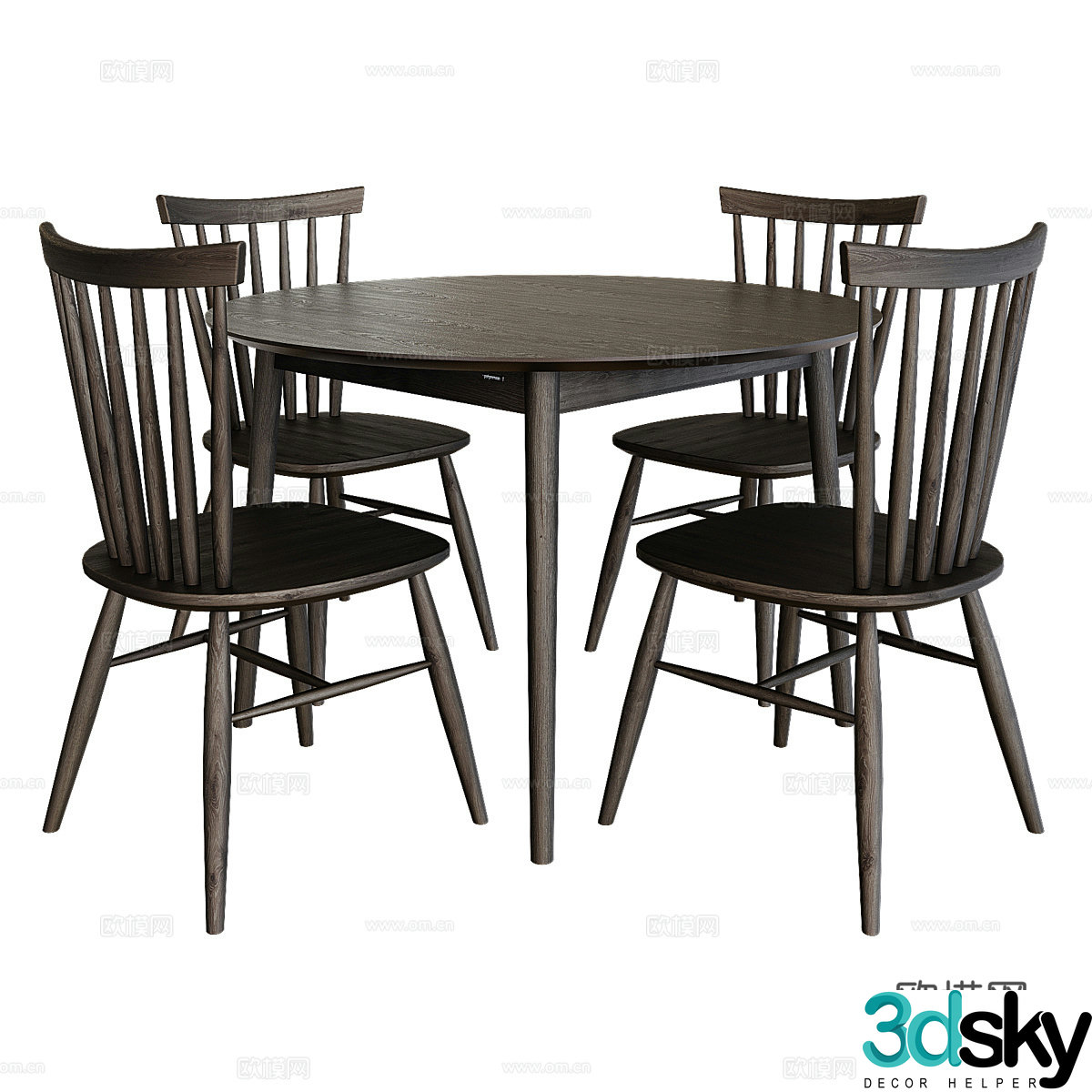 Modern Nordic dining table and chair 3d model