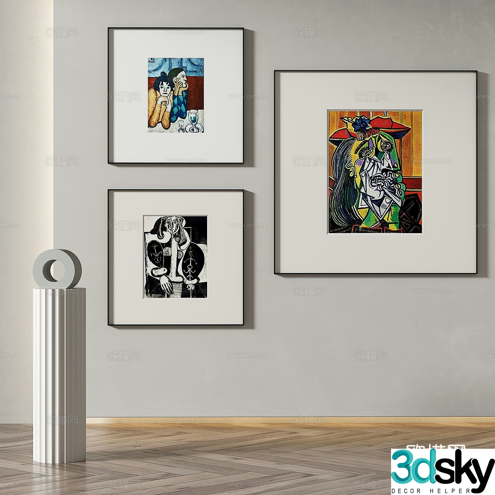 Modern minimalist abstract decorative painting 3d model