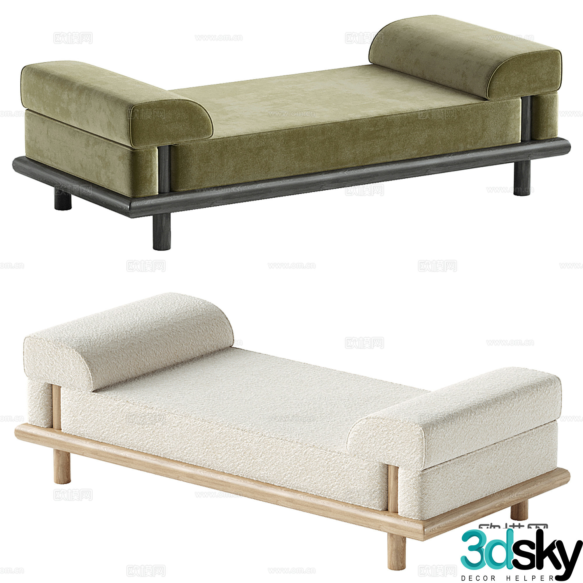 Modern sofa stool bed tail stool 3D model