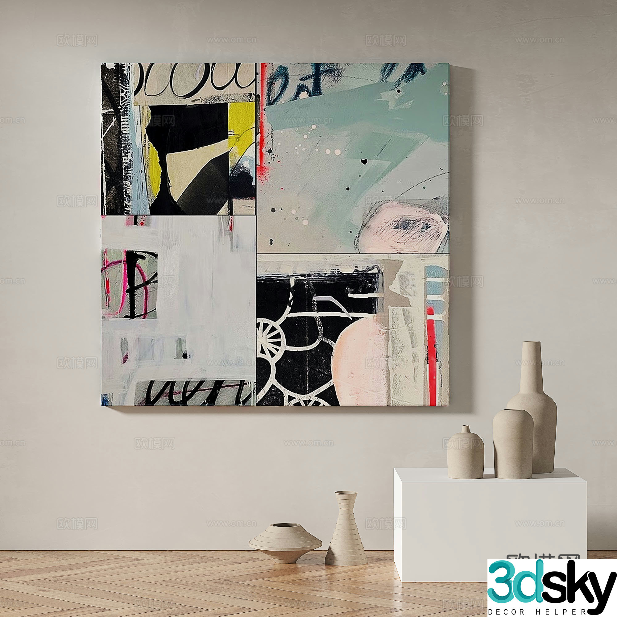 Modern minimalist abstract decorative painting 3d model