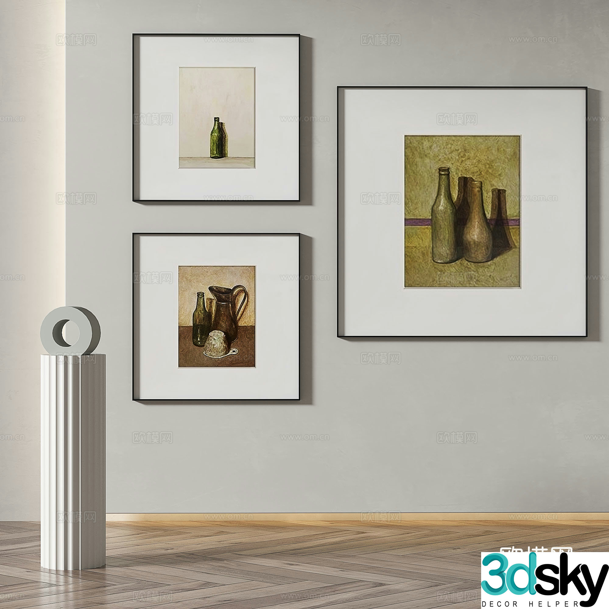 Modern minimalist abstract retro decorative painting 3d model
