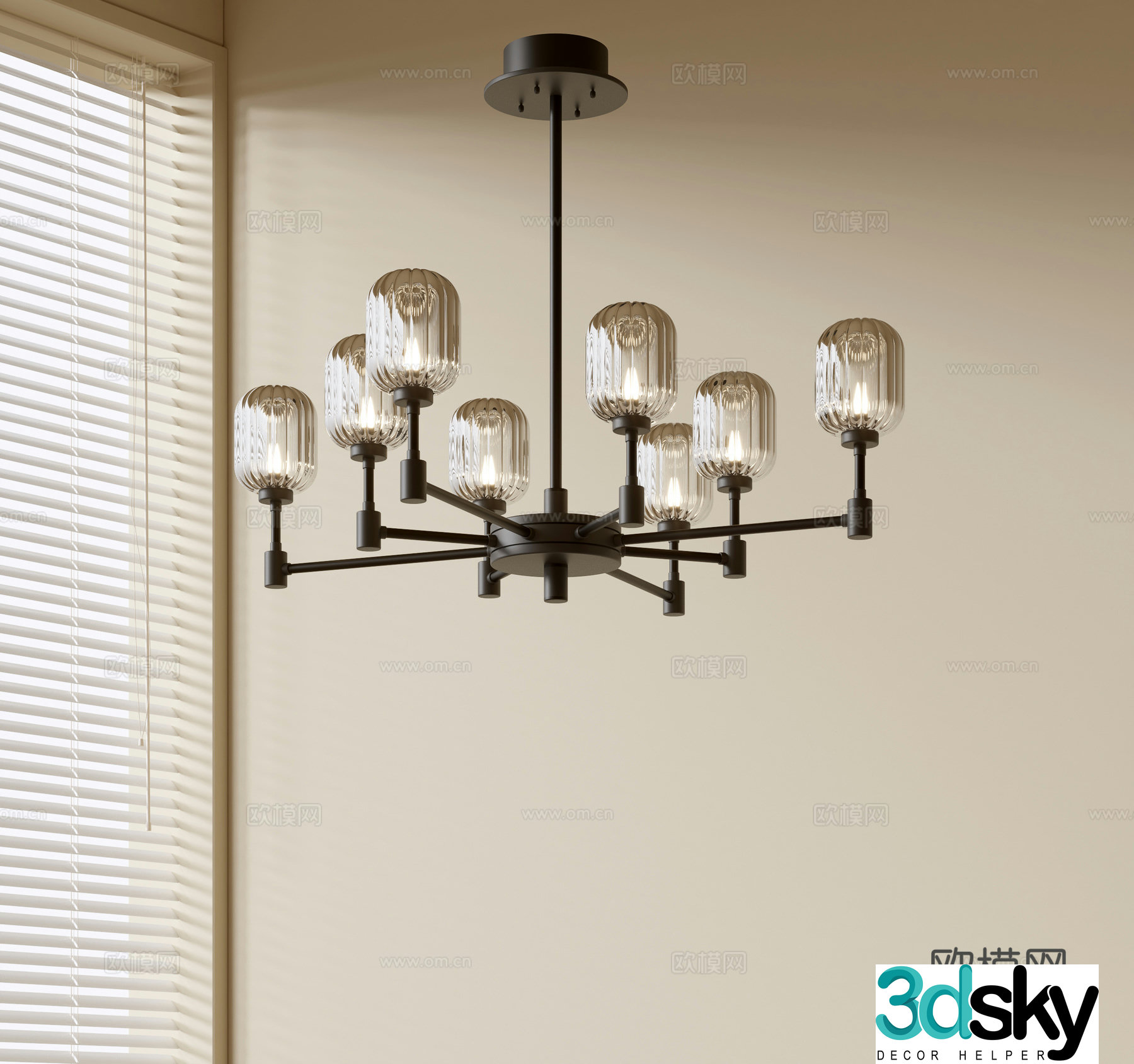 Modern simple chandeliers Nordic style chandeliers Mediterranean style chandeliers Study lamp combination Restaurant lamp 3D model