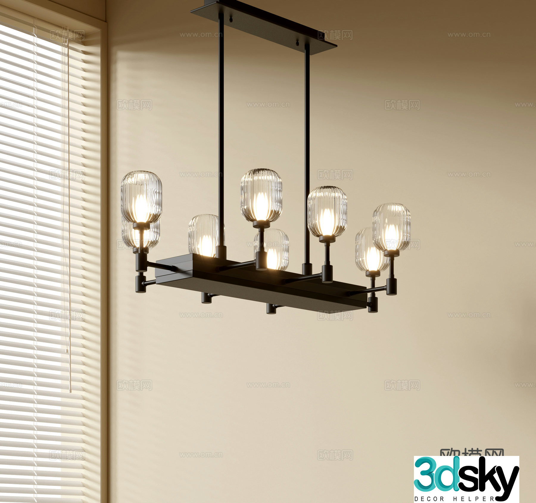Modern simple chandeliers Nordic style chandeliers Mediterranean style chandeliers Study lamp combination Restaurant lamp 3D model
