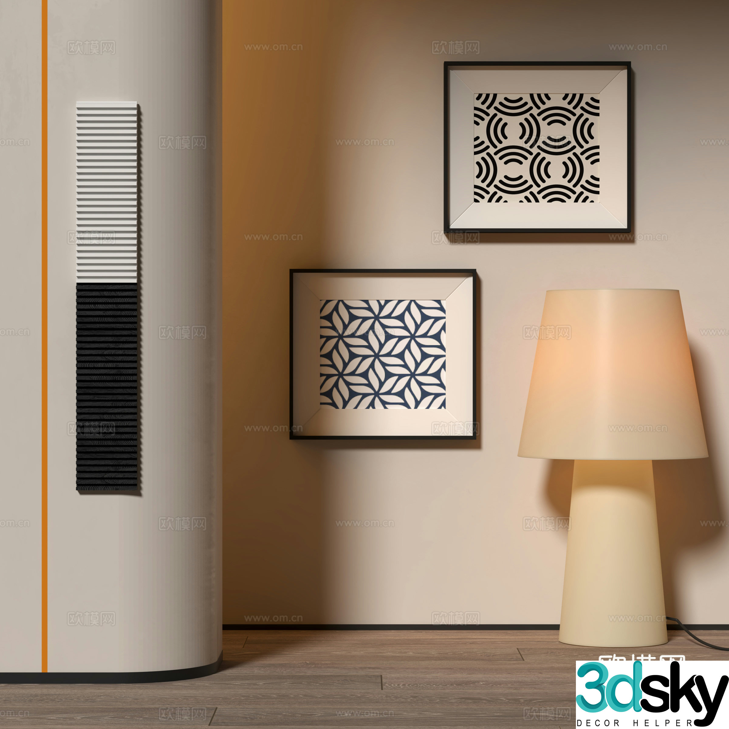 Modern floor lamp decorative painting 3d model