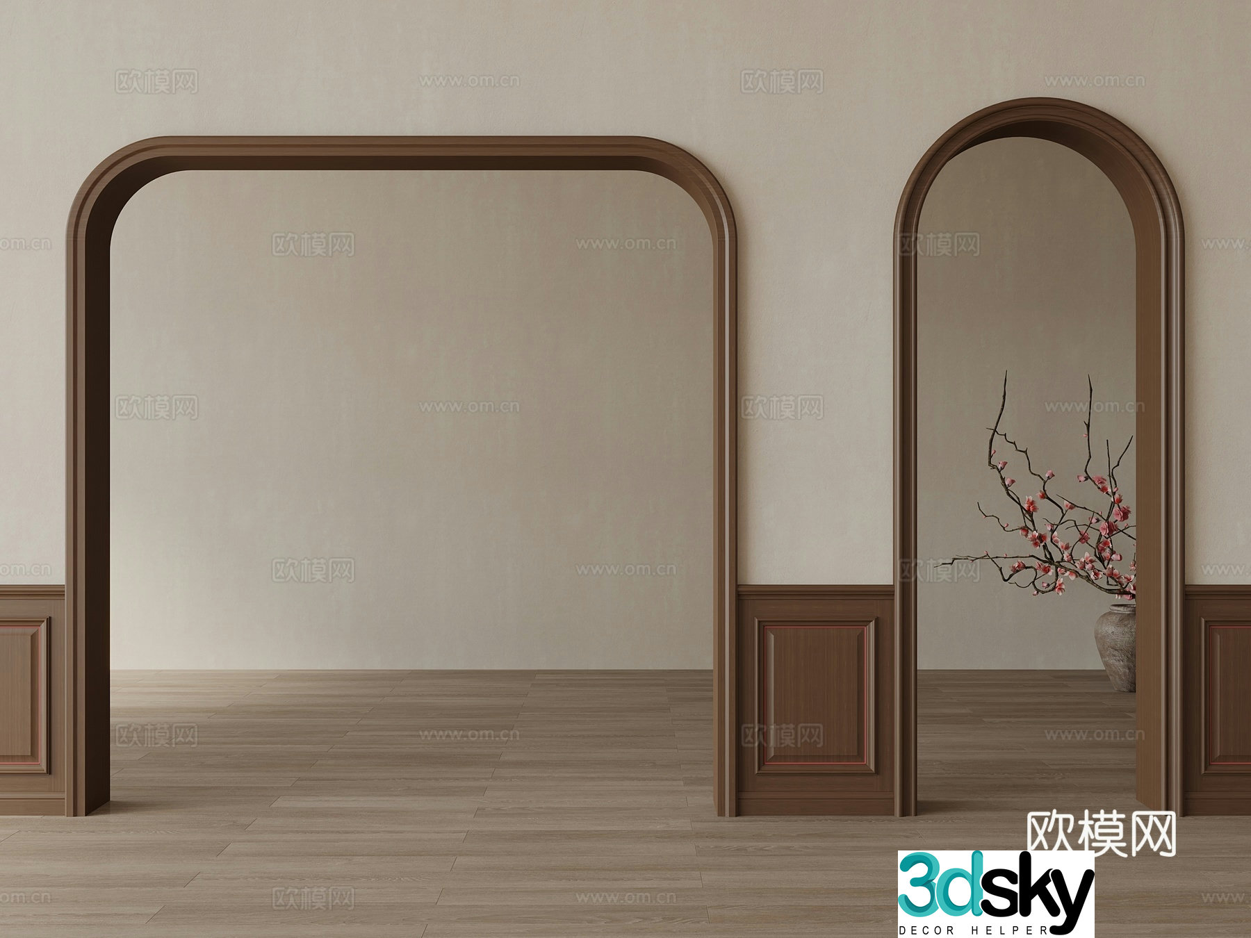 Modern door cover door crossing arc wall panel wall skirt 3d model