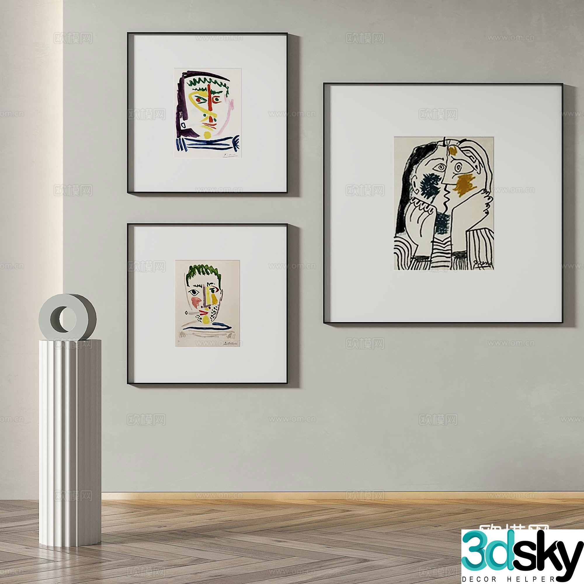 Modern minimalist abstract decorative painting 3d model