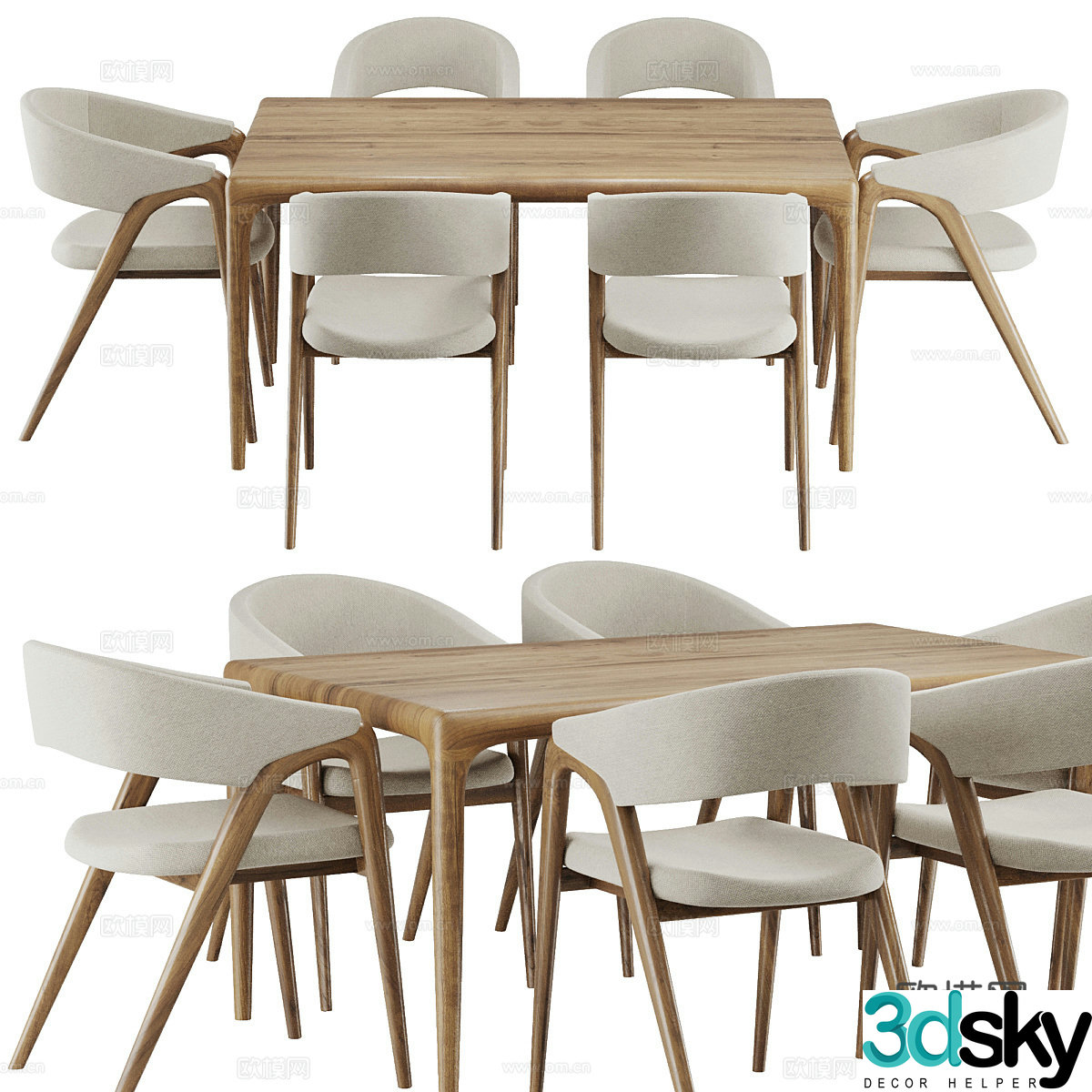 New Chinese dining table and chair 3D model