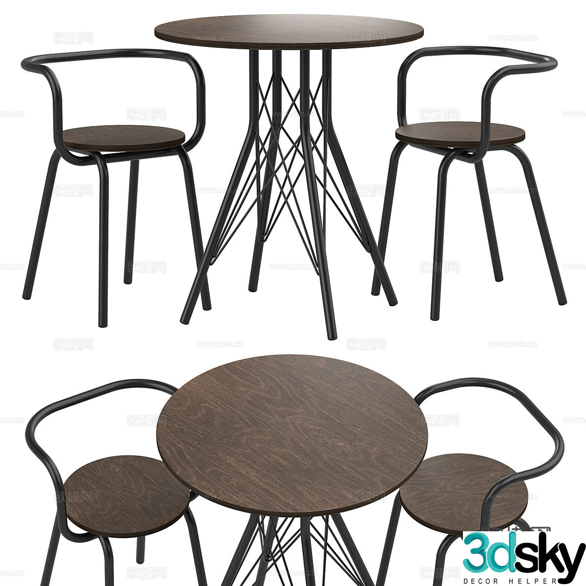 Modern casual table and chair 3d model