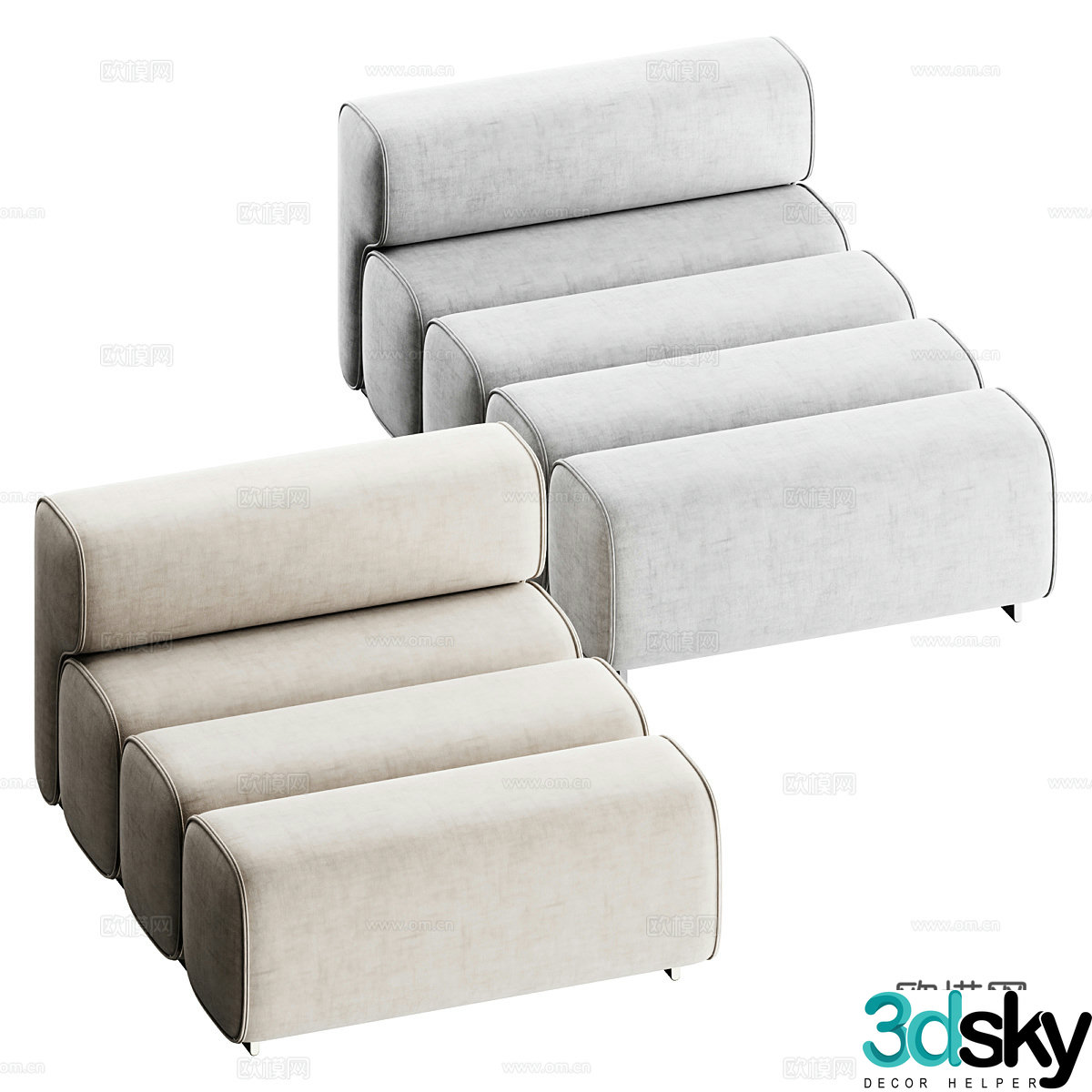 Modern cream style casual sofa 3d model