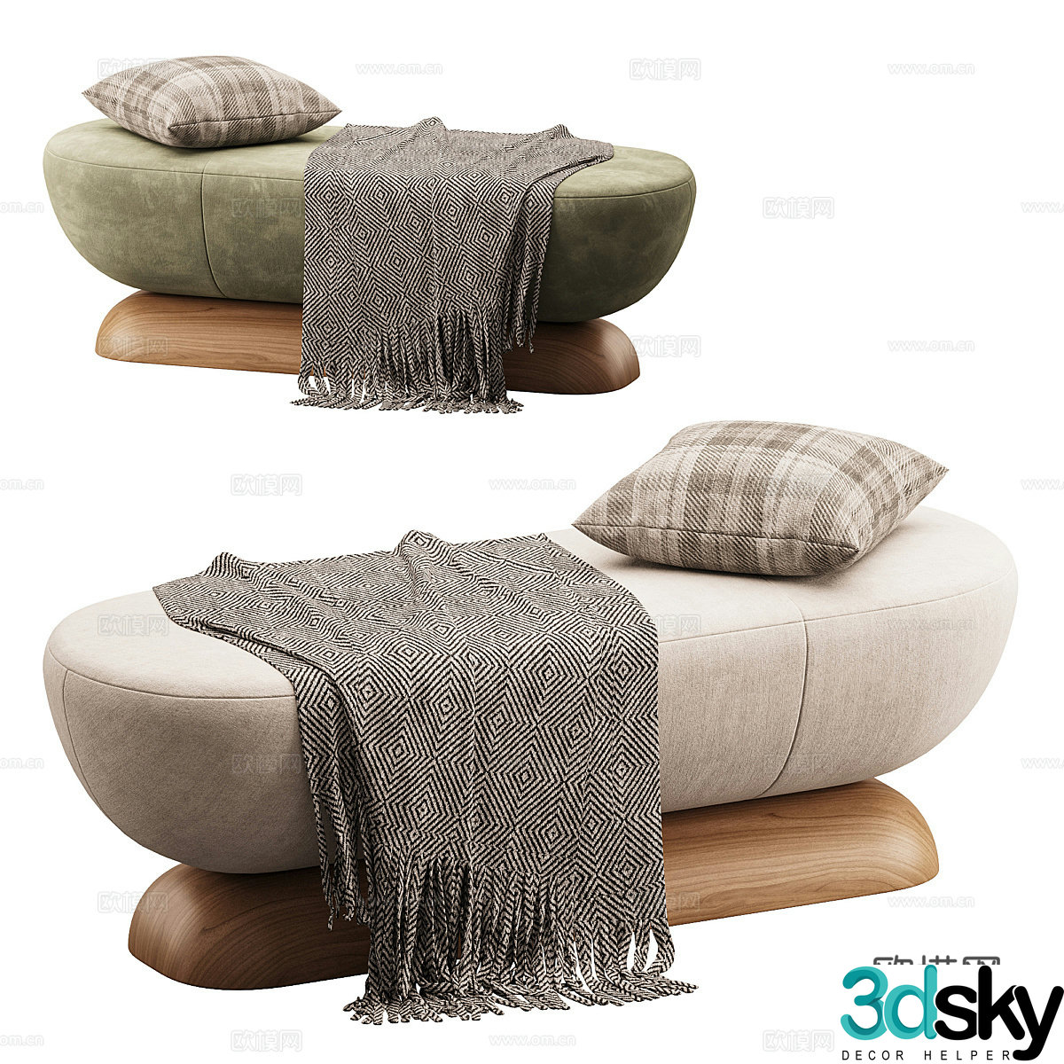 New Chinese sofa stool 3D model