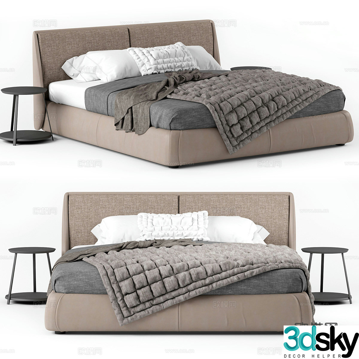 Background double bed 3d model