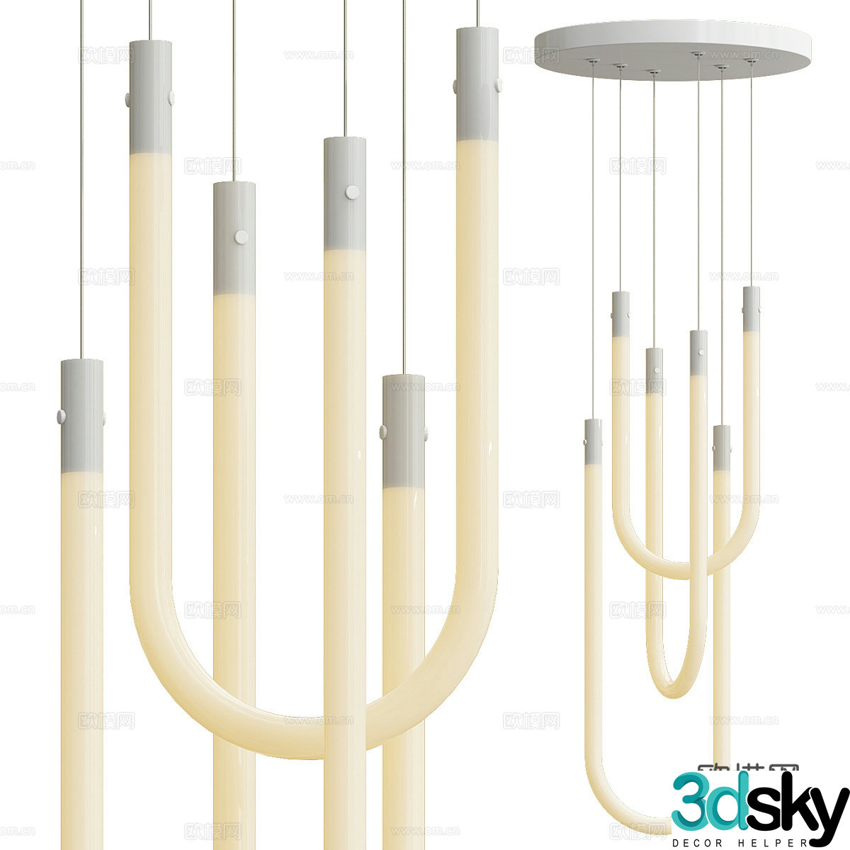 New Chinese style decorative chandelier 3D model